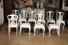 Set of Ten Scandinavian Rococo Style 20th Century Painted Dining Room Chairs - 3441728