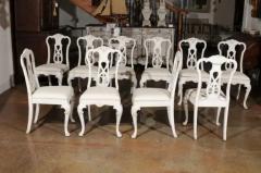 Set of Ten Scandinavian Rococo Style 20th Century Painted Dining Room Chairs - 3441738