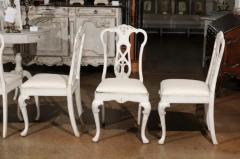 Set of Ten Scandinavian Rococo Style 20th Century Painted Dining Room Chairs - 3441982