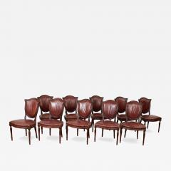 Set of Ten Shield Back Leather Dining Chairs - 4327189