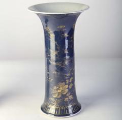 Set of Three 18th century Chinese Powder Blue Gilt Decorated Vases - 2706282