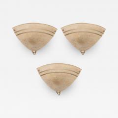 Set of Three Art Deco Machine Age Corner Sconces in Textured Bakelite and Brass - 1541297