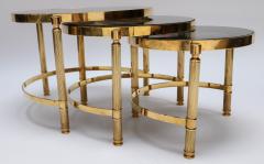 Set of Three Brass Nesting Tables with Smoked Glass Tops - 497531