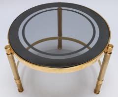 Set of Three Brass Nesting Tables with Smoked Glass Tops - 497532