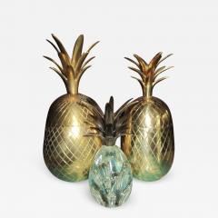 Set of Three Brass Pineapples Ice Bucket or Trinket Boxes Mid Century Modern - 1572746