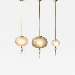 Set of Three Brass and Colored Murano Glass Pendants - 4752382
