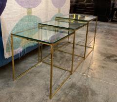 Set of Three Brass and Glass Nesting Side Tables Italy 1960s  - 1212319