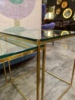 Set of Three Brass and Glass Nesting Side Tables Italy 1960s  - 1212320