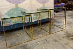 Set of Three Brass and Glass Nesting Side Tables Italy 1960s  - 1212322