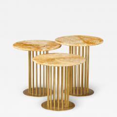 Set of Three Brass and Marble Contemporary Side Tables - 2644719