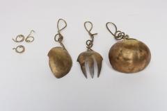 Set of Three Brutalist Brass Decorative Serving Pieces Ladle Spoon and Fork - 4452707