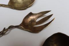Set of Three Brutalist Brass Decorative Serving Pieces Ladle Spoon and Fork - 4452710