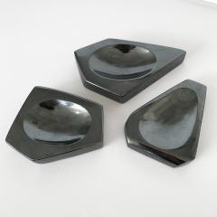 Set of Three Carved Hematite Stone Vide Poches - 962636