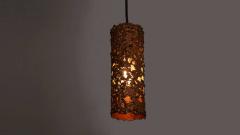 Set of Three Copper Brutalist Pendant Lamps - 552217