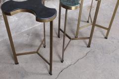 Set of Three Custom Brass and Marble Trefoil Side Tables - 307037