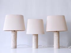 Set of Three Elegant Mid Century Modern Travertine Table Lamps Italy 1960s - 3390401