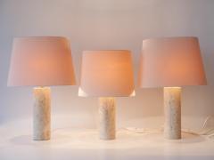 Set of Three Elegant Mid Century Modern Travertine Table Lamps Italy 1960s - 3390402