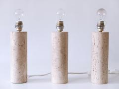 Set of Three Elegant Mid Century Modern Travertine Table Lamps Italy 1960s - 3390409