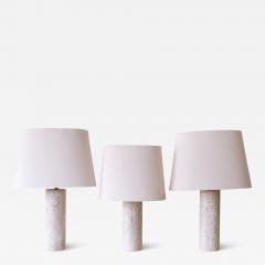 Set of Three Elegant Mid Century Modern Travertine Table Lamps Italy 1960s - 3392199