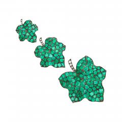 Set of Three Emerald Diamond Leaf Pins - 479682