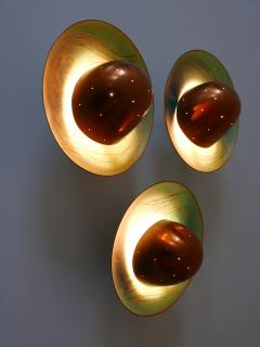 Set of Three Exceptional Mid Century Modern Scandinavian Copper Sconces 1960s - 2280473