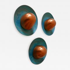 Set of Three Exceptional Mid Century Modern Scandinavian Copper Sconces 1960s - 2281484