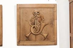 Set of Three French 19th Century Carved Oak Panels with Musical Instruments - 3427080