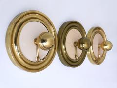 Set of Three Large Mid Century Modern Brass Coat Hooks or Wall Wardrobes 1960s - 3687104