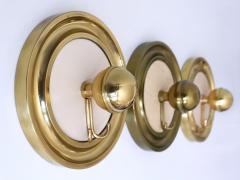 Set of Three Large Mid Century Modern Brass Coat Hooks or Wall Wardrobes 1960s - 3687105