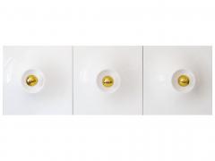 Set of Three Large Mid Century Modern Fiberglass Sconces or Wall Lamps 1970s - 3205535