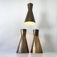 Set of Three Large Mid Cenutury Modern Diabolo Brass Pendant Lamps 1950s - 1848721