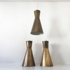 Set of Three Large Mid Cenutury Modern Diabolo Brass Pendant Lamps 1950s - 1848724