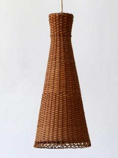 Set of Three Lovely Mid Century Modern Rattan Diabolo Pendant Lamps 1960s - 2626319