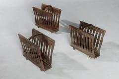 Set of Three Mid Century Modern Wooden Magazine Racks Brazil 1950s - 2889897