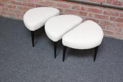 Set of Three Midcentury Italian Modern Ebonized Footstools Ottomans in Boucl  - 3159142