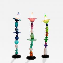 Set of Three Modernist Style Multicolored Glass Sculptural Floor Lamps - 4751103