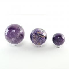 Set of Three Polished Amethyst Spheres U S A circa 1980 - 3701010