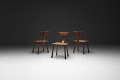 Set of Three Rare Handcrafted Wooden Chairs Europe ca 1950s - 4617152