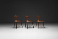 Set of Three Rare Handcrafted Wooden Chairs Europe ca 1950s - 4617184