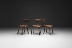 Set of Three Rare Handcrafted Wooden Chairs Europe ca 1950s - 4617185