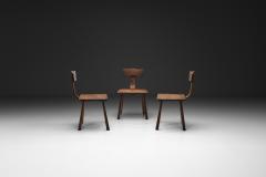 Set of Three Rare Handcrafted Wooden Chairs Europe ca 1950s - 4617186