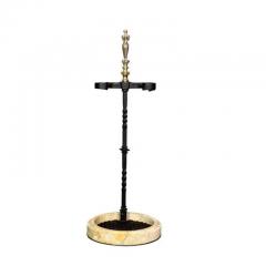 Set of Three Silvered Bronze Fire Tools and Marble Stand - 4130511