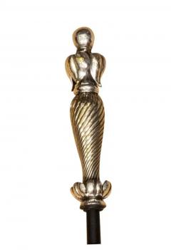 Set of Three Silvered Bronze Fire Tools and Marble Stand - 4130518