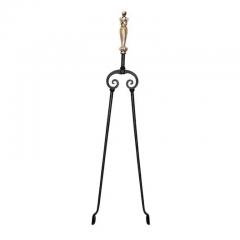 Set of Three Silvered Bronze Fire Tools and Marble Stand - 4130562