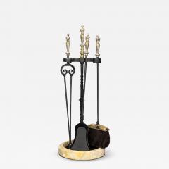 Set of Three Silvered Bronze Fire Tools and Marble Stand - 4133166