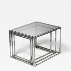 Set of Three Steel and Brass Cubic Nesting Tables Italy 1970s - 4741951