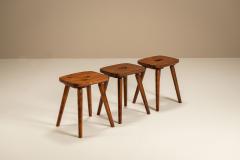 Set of Three Stools in Stained Pine 1960s - 4484971