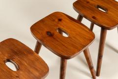 Set of Three Stools in Stained Pine 1960s - 4484983