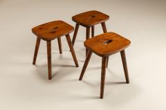 Set of Three Stools in Stained Pine 1960s - 4484986