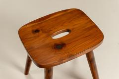 Set of Three Stools in Stained Pine 1960s - 4484989